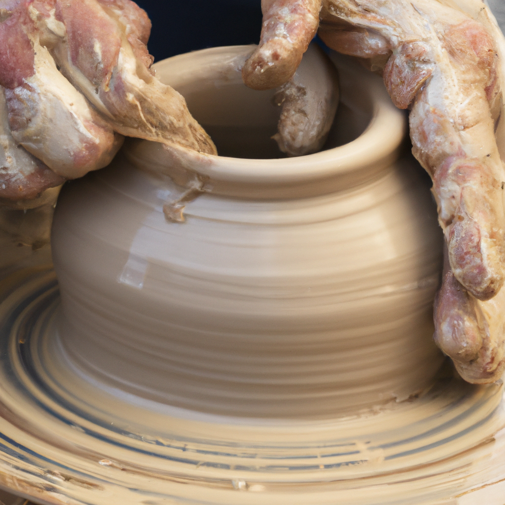 Artisan hands crafting pottery